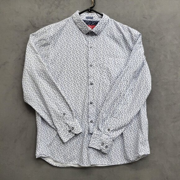 Bruno Milano Modern Fit Long Sleeve Blue Leaf Print Men’s Button Up Shirt XL‎ - Picture 1 of 5